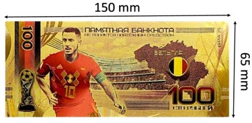 EDEN HAZARD Belgia Kolekcjonerski Banknot z PCV MŚ 2018 GADŻET DO KOLEKCJI