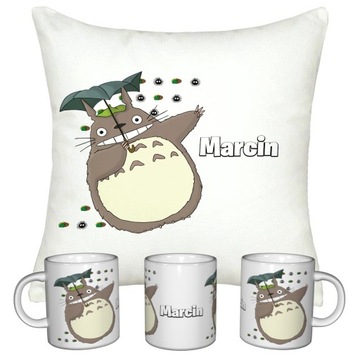 ZESTAW TOTORO KUBEK + PODUSZKA + IMIE