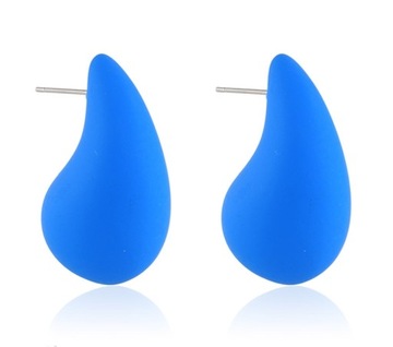 KOLCZYKI STALOWE ŁEZKI KROPLE DROP NIEBIESKIE MATOWE MOONRIVER 3 cm