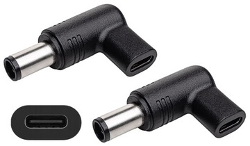 2X WTYK PRZEJŚCIÓWKA ADAPTER Z 7.4X5.0MM DO DELL + PIN NA KABEL Z USB-C PD