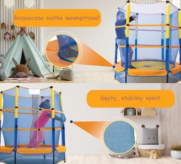 TRAMPOLINA DLA DZIECI DOMOWA Z SIATKĄ + PLUSZOWE GRATISY!