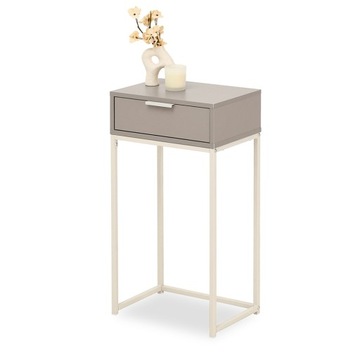KONSOLA PRZYŚCIENNA DO PRZEDPOKOJU NORA S BEŻOWA METALOWE KREMOWE NOGI