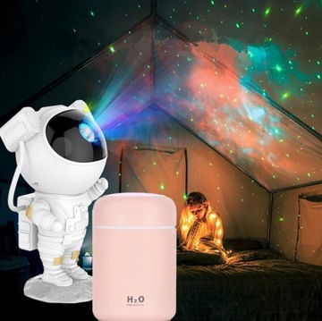 Набор ЗВЕЗДНЫЙ ПРОЕКТОР с розовым УВЛАЖНИТЕЛЕМ Led Night Light Astronaut