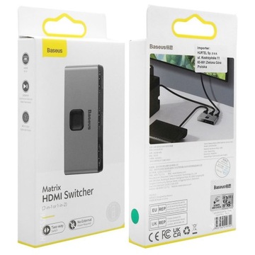 DWUKIERUNKOWY SPLITTER BASEUS ROZDZIELACZ 3x HDMI 4K 60Hz, 1x2 2x1