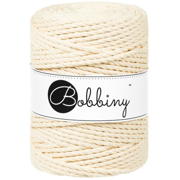 Bawełniany Sznurek do rozczesywania makrama Bobbiny 5mm 3PLY MASEŁKOWY