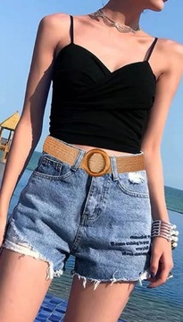 РЕМЕНЬ ИЗ СОЛОМЫ В БОХО, ЭЛАСТИЧНАЯ БЕЖЕВАЯ ПРЯЖКА