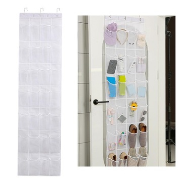 Organizer na buty nad drzwiami dla mężczyzn, kobiet, dzieci, wielokrotnego użytku, 28 siatek, kolor biały