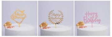 ТОППЕР НА ДЕНЬ РОЖДЕНИЯ с акриловой надписью «С Днем Рождения» ЗОЛОТОЙ ТОППЕР