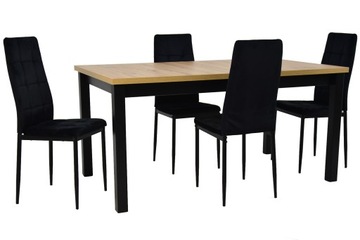4 krzesła i stół rozkładany 90x160/200 cm Drewno