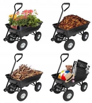 4-КОЛЕСНАЯ САДОВАЯ ТРАНСПОРТНАЯ ТЕЛЕЖКА 200кг 75л.