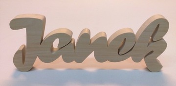 Janek Imię dziecka Napis z drewna 40cm litera 3D napisy drewniane