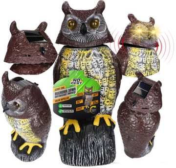 ODSTRASZACZ PTAKÓW SOWA RUCHOMA SOLARNA MAKIETA PTAKA DRAPIEŻNEGO NO PEST