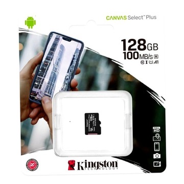 Карта памяти MicroSD Kingston Canvas Select Plus емкостью 128 ГБ.