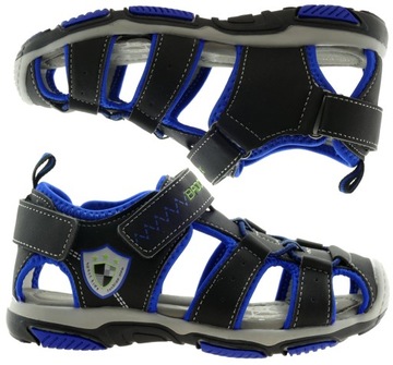 Kryte profilowane sandały sportowe, buty na rzepy r.34 czarny/n P7-180