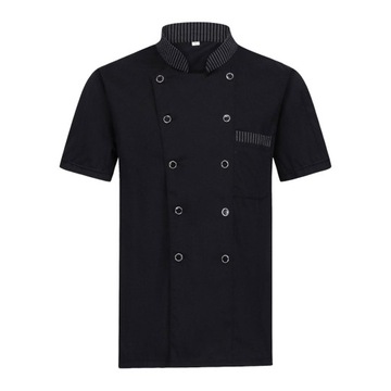 Unisex restauracja szefa kuchni z krótkim rękawem, męska, 3XL, czarna