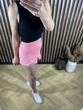 Spódnico Spodenki Jeansowe Różowy Neon rozmiar M | M Sara