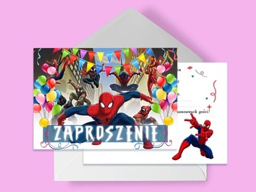 ZAPROSZENIE SPIDERMAN NA URODZINY DZIECKA + KOPERTA GRATIS