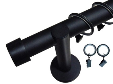 Карниз + Сайлент-кольца МАТОВЫЙ ЧЕРНЫЙ ТОЛЩИНОЙ 25ММ 360 СМ