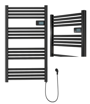 GRZEJNIK DO ŁAZIENKI ELEKTRYCZNY CZARNY 500W KALORYFER PROGRAMATOR 3TRYBY