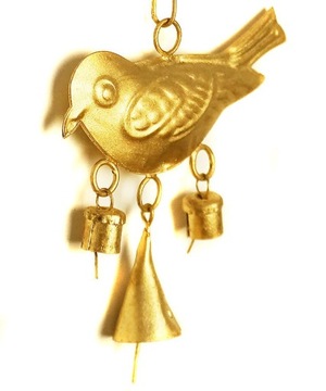 DZWONEK METALOWY PTASZEK OZDOBA WISZĄCA DEKORACJA Wnętrz