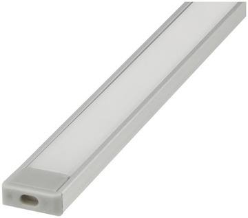 Профиль для анодированной светодиодной ленты поверхностного монтажа длиной 2 м с опаловым плафоном + 4 торцевых заглушки