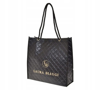 Laura Biaggi - torebka shopper przeszycia czarny błysk 0100-020