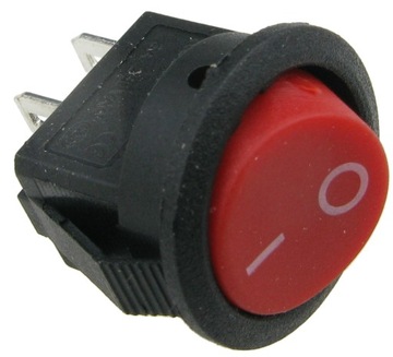 Przełącznik kołyskowy okrągły 3A 2 pin 2 pozycje 15mm czerwony /3815