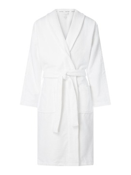 CALVIN KLEIN SZLAFROK COTTON ROBE LOGO WHITE L/XL