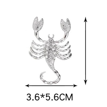 3xSrebrny Kryształ Skorpion Zwierząt Projekt Pin