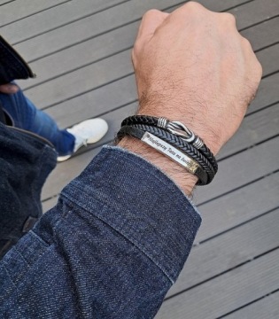 Мужской браслет с гравировкой Узел бесконечности