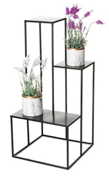 Kwietnik kaskada 85 cm czarny z blatami LOFT metal