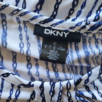 40/42 DKNY bluzka biel bez rękawów łańcuszki marynarska marine boho