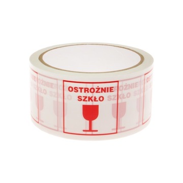 TAŚMA PAKOWA z nadrukiem OSTROŻNIE SZKŁO 48/50y