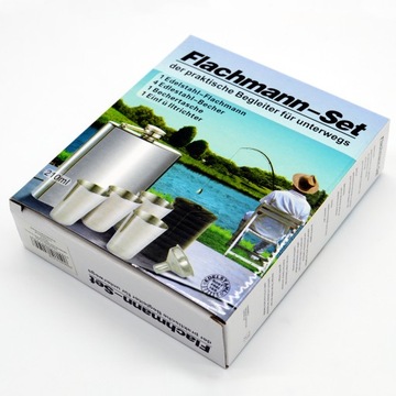 Набор фляга 210 мл, стаканы, воронка, INOX металл