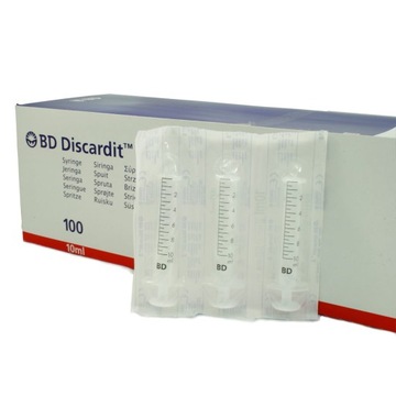 Strzykawki 10ml x 100 szt. BD Discardit 2-częściowe