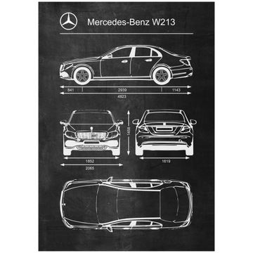 Plakat Mercedes Benz E Klasa W213 Retro Schemat