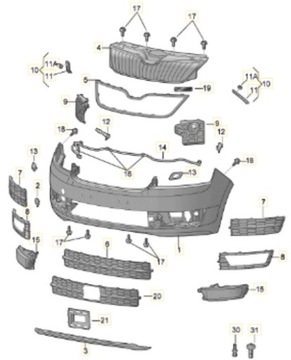 MŘÍŽKA CHLADIČŮ MASKA KAPOTY SKODA RAPID 5JA
