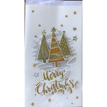 Kartka laurka brokat 3D Boże Narodzenie bez tekstu