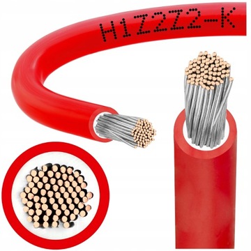 KABEL PRZEWÓD SOLARNY H1Z2Z2-K LSOH DCA FOTOWOLTAIKA MC4 CZERWONY 6mm2