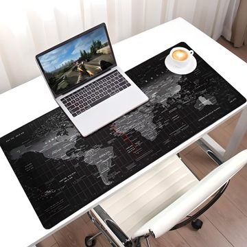 GAMINGOWA PODKŁADKA POD MYSZ NA BIURKO XXL 80X30 DUŻA MAPA ŚWIATA