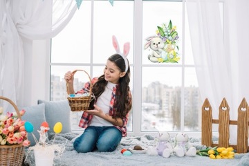 ПАСХАЛЬНЫЙ КРОЛИК-НАКЛЕЙКА - БЕЛЫЙ КРОЛИК-1