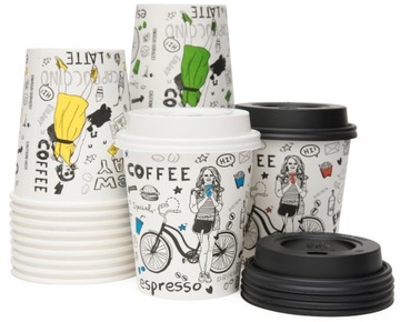 KUBKI PAPIEROWE DO KAWY 250ML ND + WIECZKA 100SZT (do odsprzedaży)