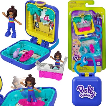 POLLY POCKET LALECZKA SHANI ZABAWA NA PLAŻY MATTEL FIGURKA PRZENOŚNA PLAŻA