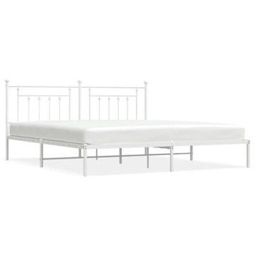 ŁÓŻKO METALOWE PODWÓJNE ZE STELAŻEM RAMA ŁOŻKA BIAŁE 200 x 200 cm
