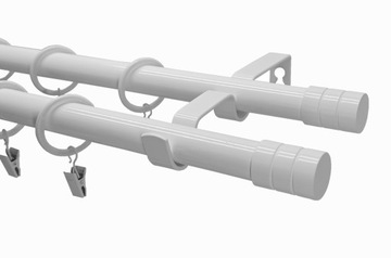 KARNISZ metalowy LOFT 19+19mm MIX KOŃCÓWEK BIAŁY 280cm
