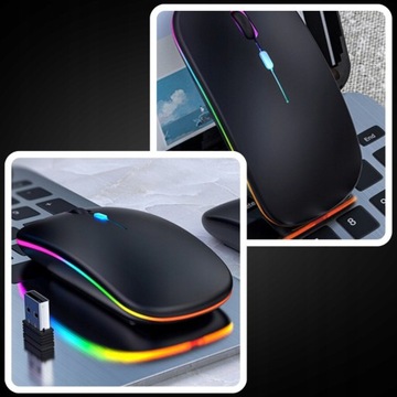 Легкая тихая беспроводная светодиодная мышь RGB Mouse для офисного ноутбука
