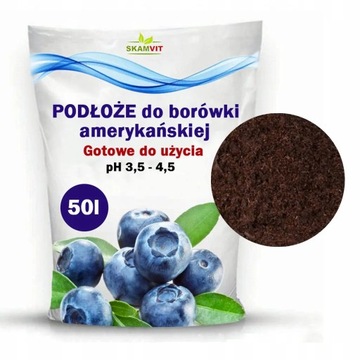 ZIEMIA PODŁOŻE DO BORÓWKI KWAŚNA ZIEMIA KWAŚNOLUBNE 50L GOTOWA MIESZANKA