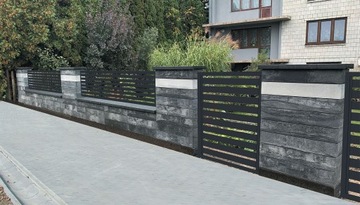 Блок заборный, 85х25х15, графит и белый