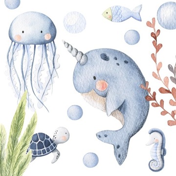 Naklejki na ścianę Ocean Żółw Morze Delfin 100x100