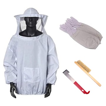 BLUZA PSZCZELARSKA Z KAPELUSZEM KURTKA Z DŁUGIM RĘKAWEM, ODDYCHAJĄCA , BIAŁA